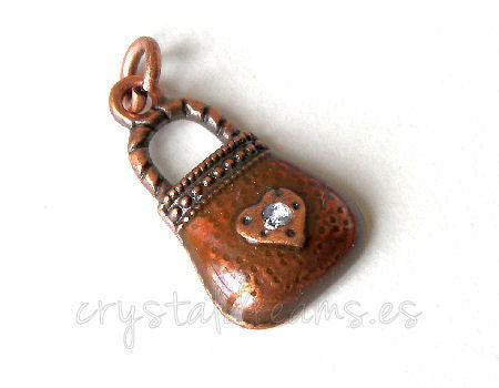 Metal pendant Hole:2mm Heart handbag 18x11mm - Cobre -  - Crystaldreams Abalorios