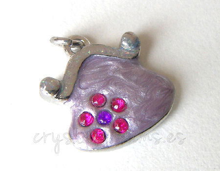 Metal pendant Hole:2mm Purple Handbag 19x28mm - Platinum -  - Crystaldreams Abalorios