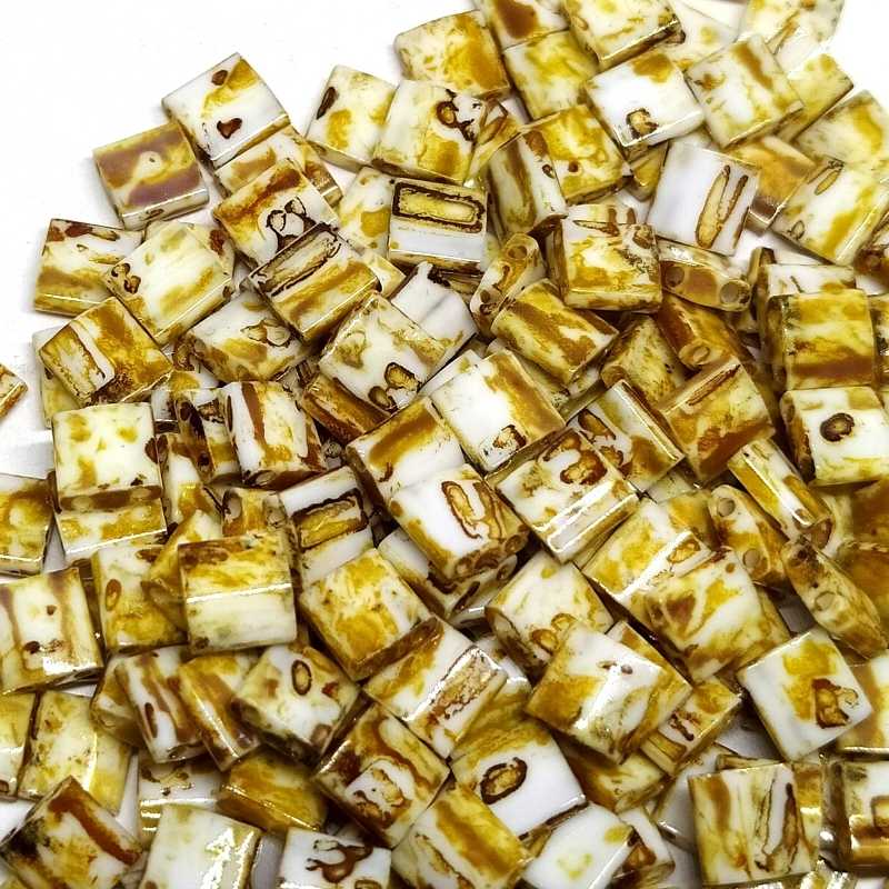 Miyuki Tila 5mm pack de 2 gr. - Op. Yellow Picasso Beige 4512 -  - Crystaldreams Abalorios