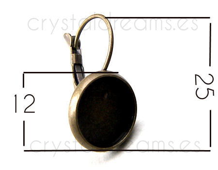 Pendientes Gancho Cerrado x 2 Pcs. 25x14mm Base:12mm - Bronze -  - Crystaldreams Abalorios