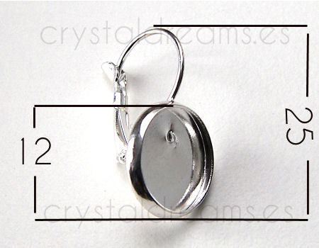 Pendientes Gancho Cerrado x 2 Pcs. 25x14mm Base:14mm - Silver -  - Crystaldreams Abalorios