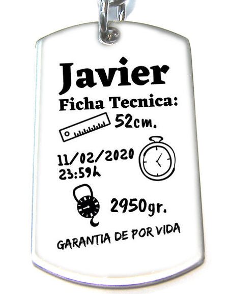 Personaliza tu llavero acero inoxidable 43x24mm Nacimiento M7 -  - Crystaldreams Abalorios