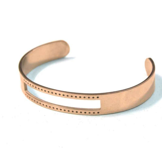 Pulsera Ajustable Acero Inoxidable 65mm Ventana 40x4mm Rose Gold -  - Crystaldreams Abalorios