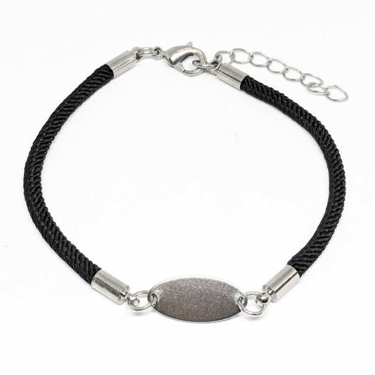 Pulsera personalizada ajustable en nylon chapa Acero 18x8mm -  - Crystaldreams Abalorios