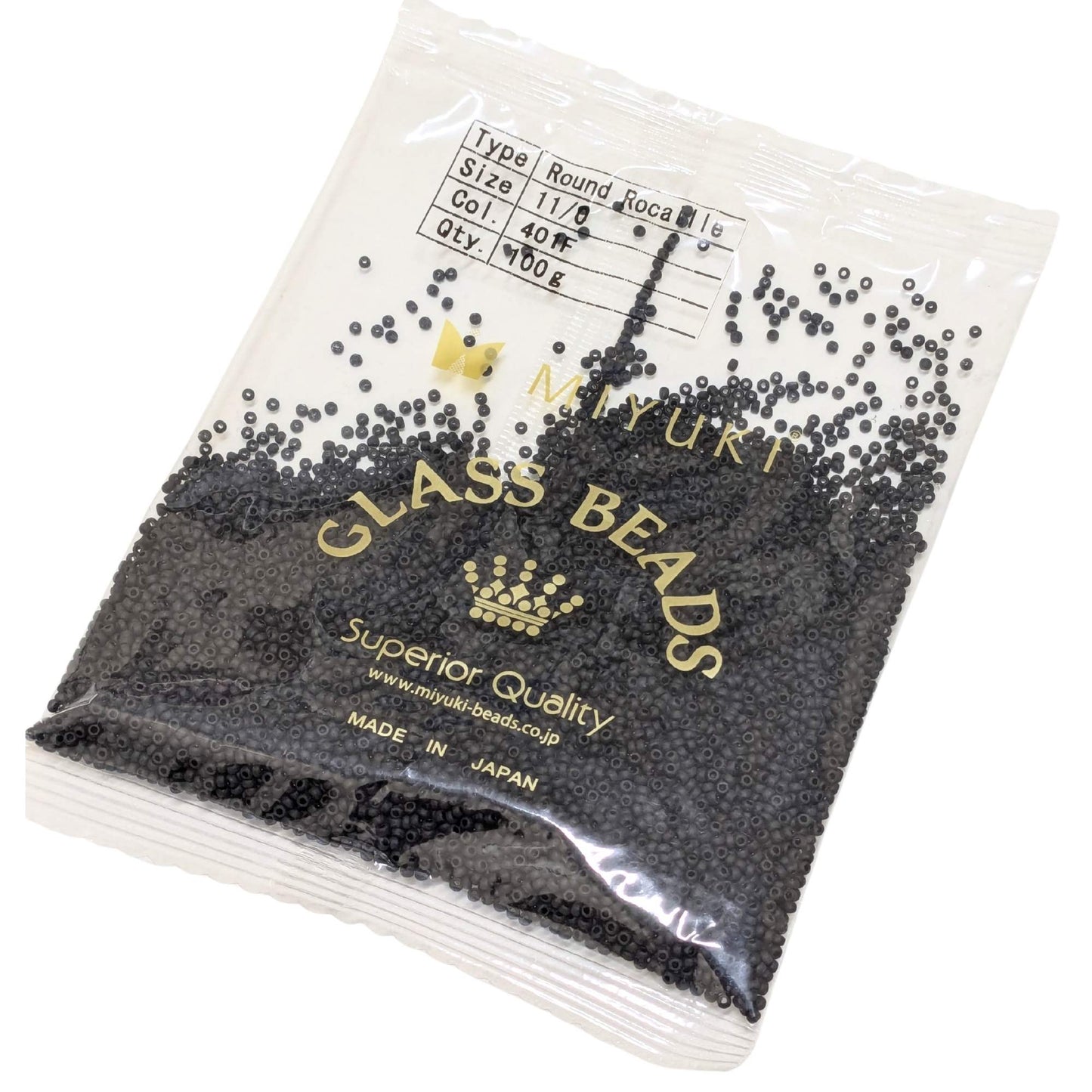 100 g de Rocallas 11/0 Miyuki-Noir mat 401F