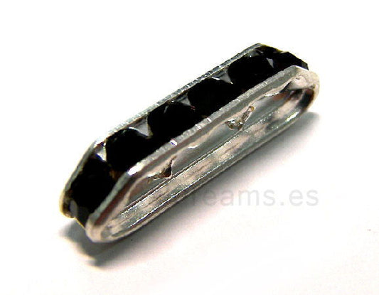 Rondel strass puente 20x5 mm plateado JET 2 agujeros -  - Crystaldreams Abalorios