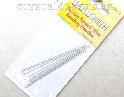 Set de 10 Agujas 0.2mm  - Agujero/Ojo: 1,5mm - 65mm longitud -  - Crystaldreams Abalorios