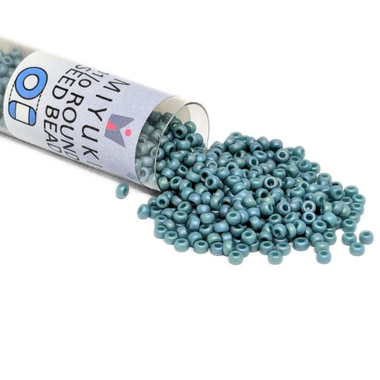 Tubo Rocallas Miyuki 11/0 Frosted Opaque Glaze Rainbow Peacock 4702 -  