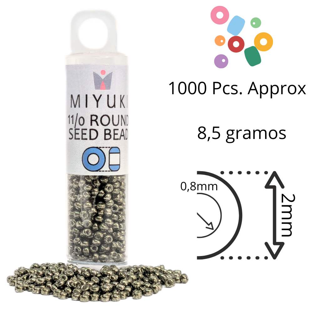 Tubo Rocallas Miyuki 11/0 "Galvanized Dark Steel" Color 1087 -  