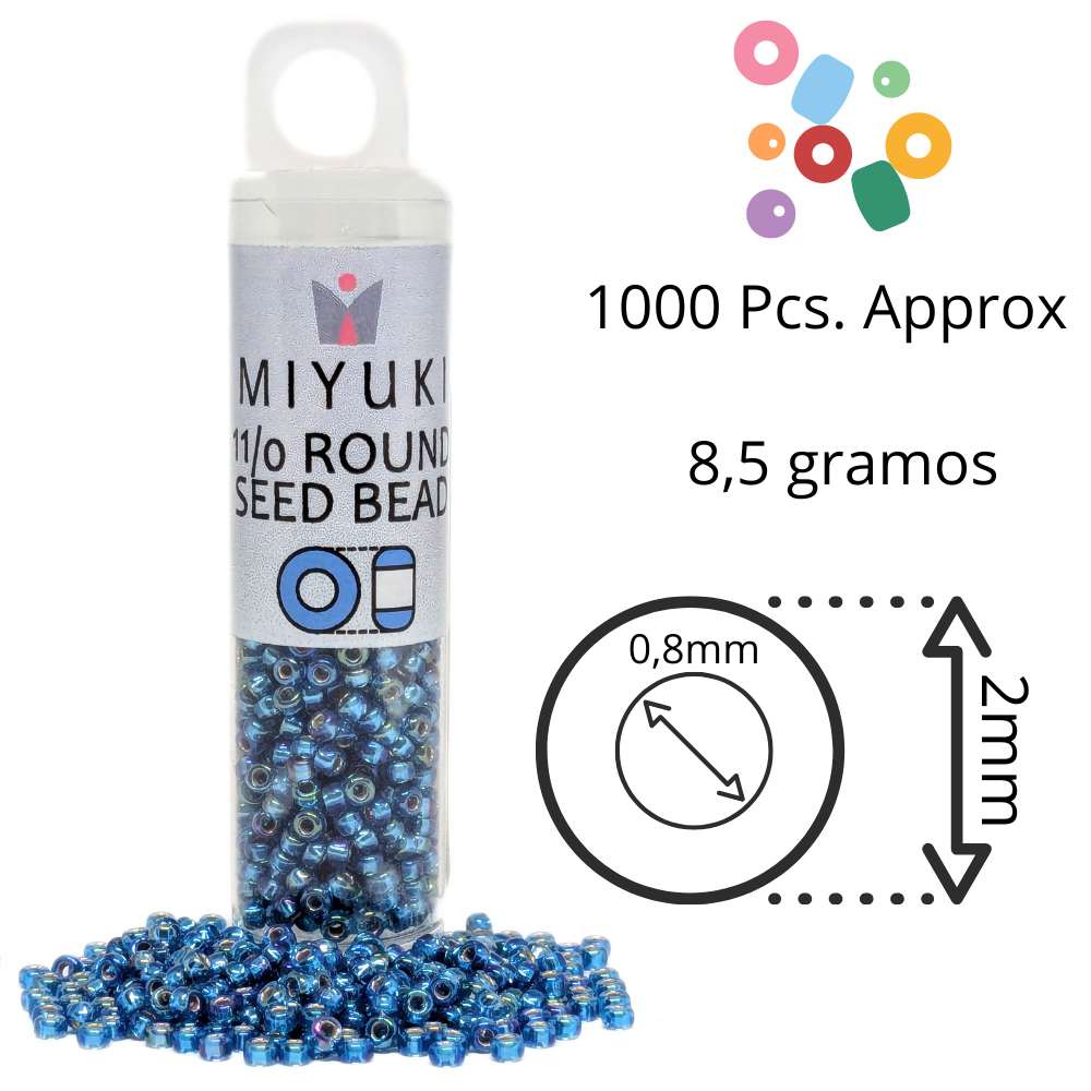 Tubo Rocallas Miyuki 11/0 "Silver Lined Capri Blue AB" Color 1025 -  