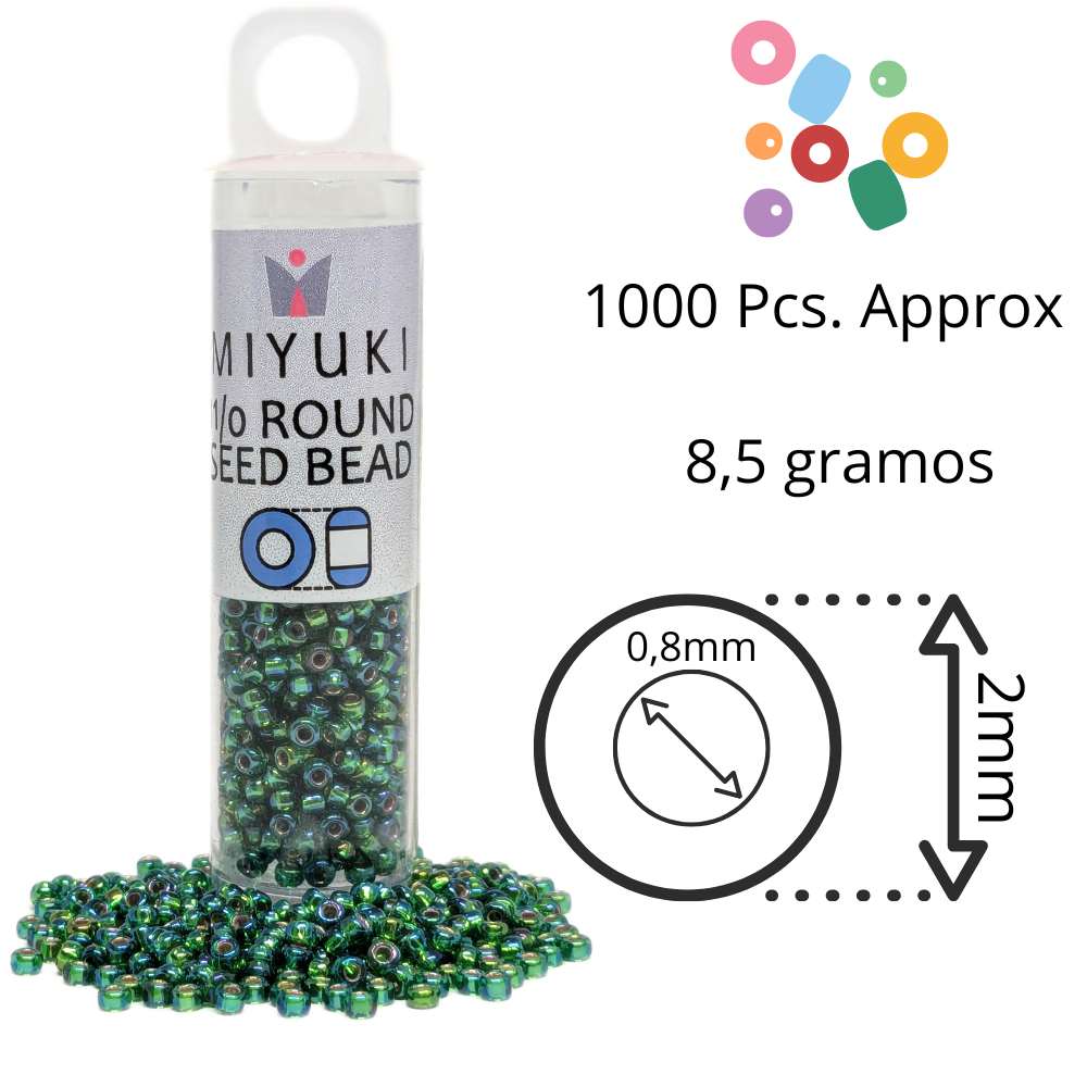 Tubo Rocallas Miyuki 11/0 "Silver lined Green AB" Color 1016 -  