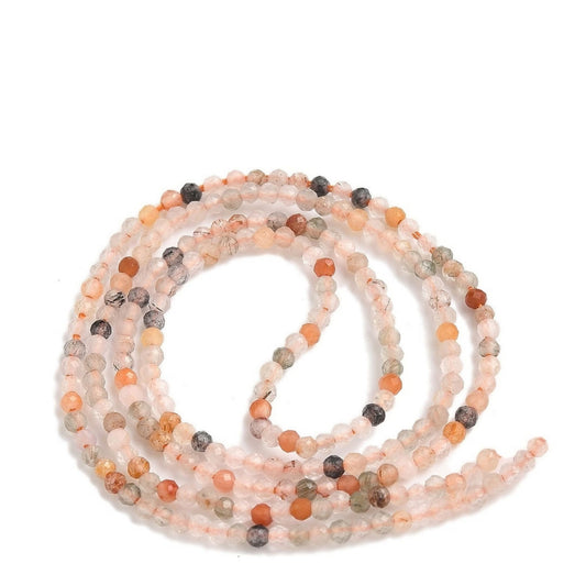 Tira de Cuentas de Ágata Natural Facetadas Redondas de 2 mm - 200 unidades