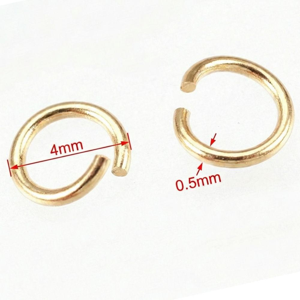 10 x Anillas Abiertas 4mm x 0,5mm Acero Inoxidable Chapado Oro Real de 18K