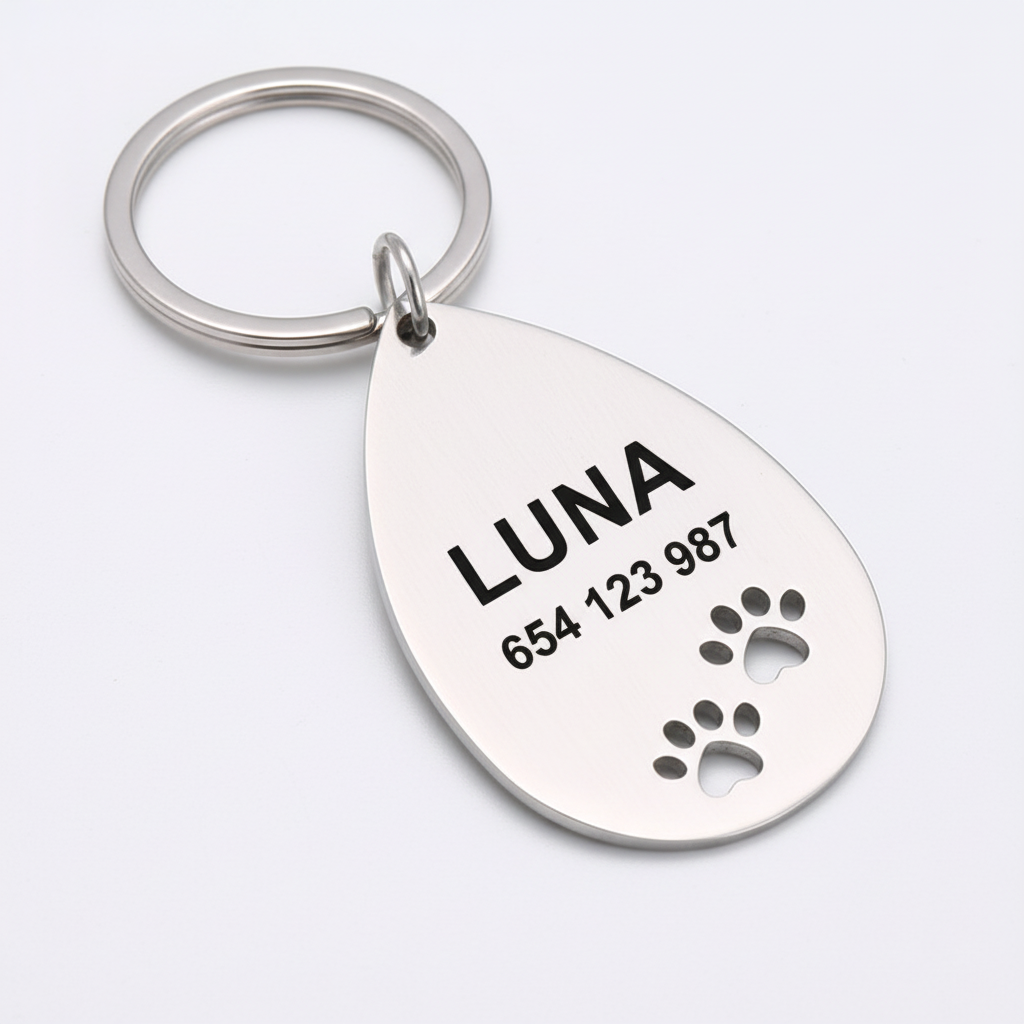 Chapa identificativa LUNA sobre fondo blanco