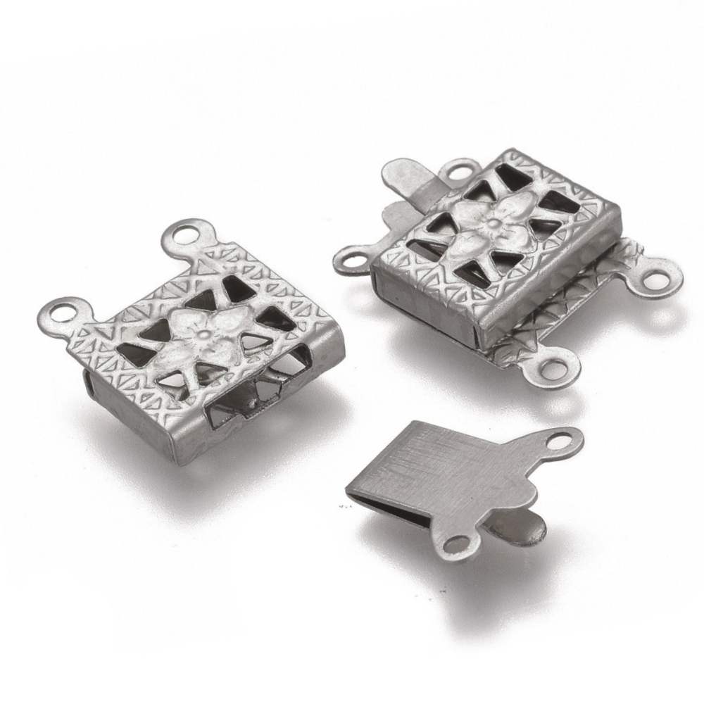 cierre a enganche en acero inoxidable con 4 anillas