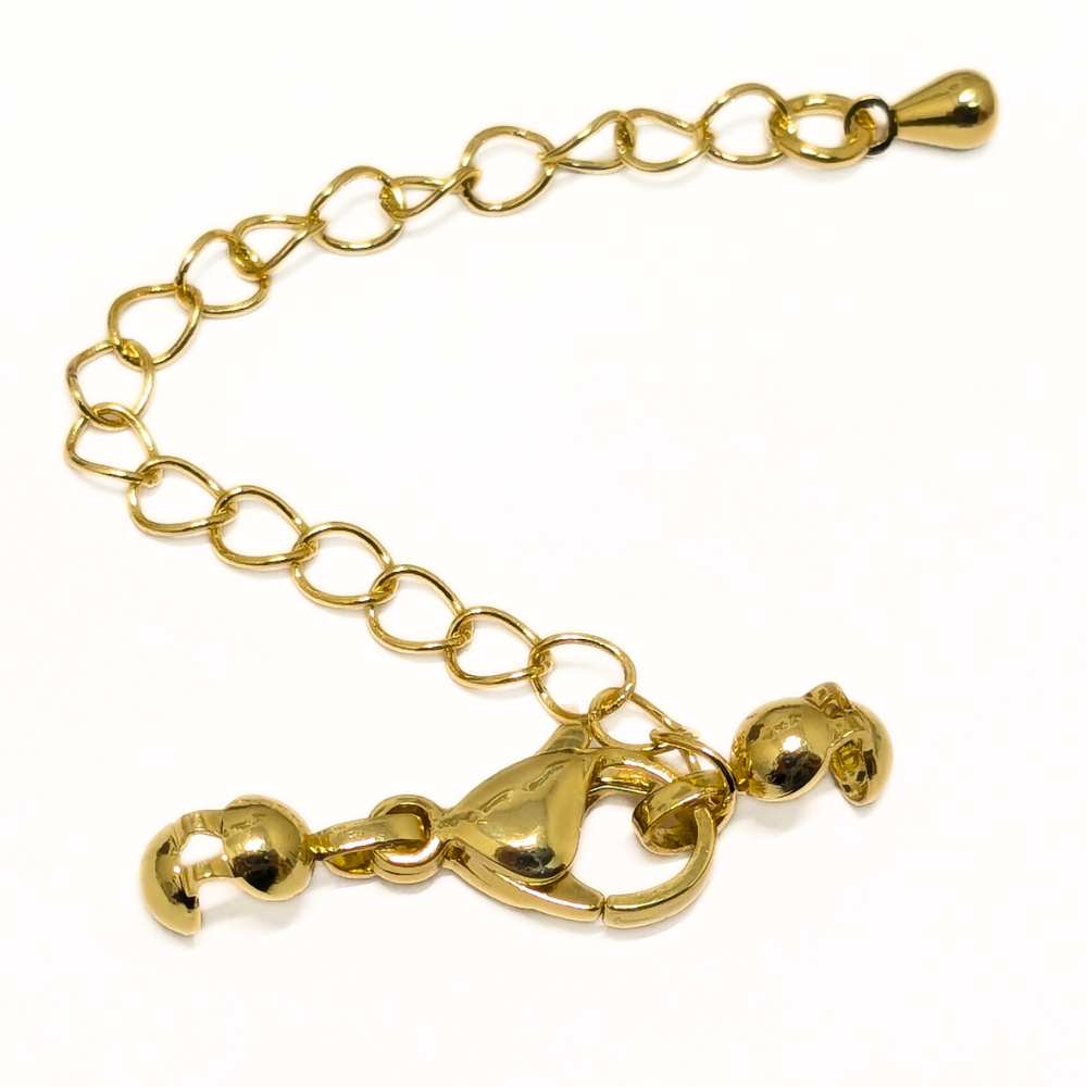 Cadena extensora de latón chapado en oro 24K con cierre mosquetón