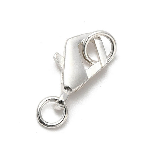 Cierre mosquetón de plata de ley 925 con anillas y sello 925
