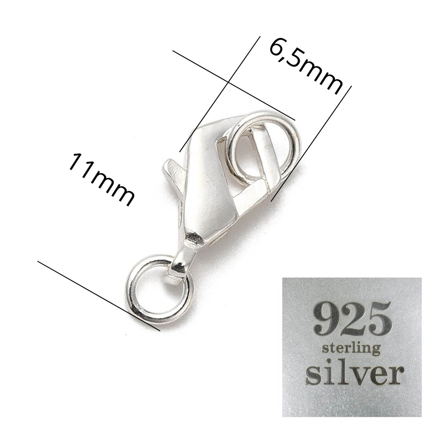 Lobster clasp de plata 925 para pulseras y collares