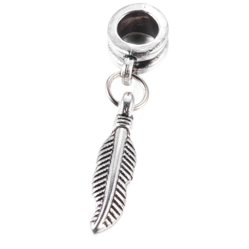 Charm colgante europeo en forma de pluma