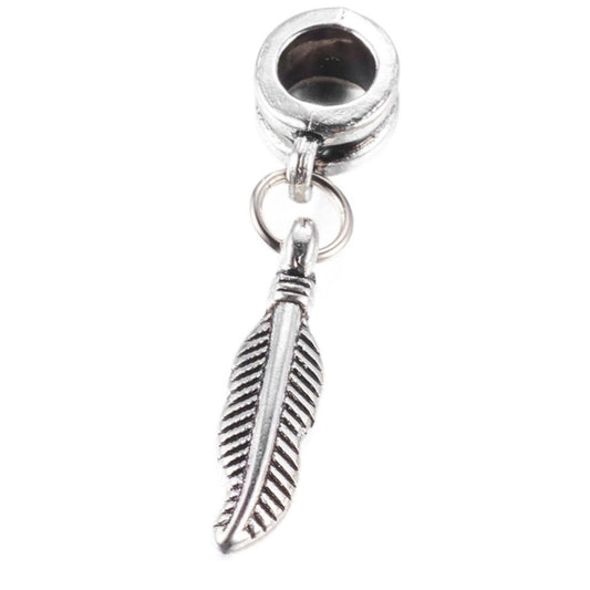 Charm colgante europeo en forma de pluma