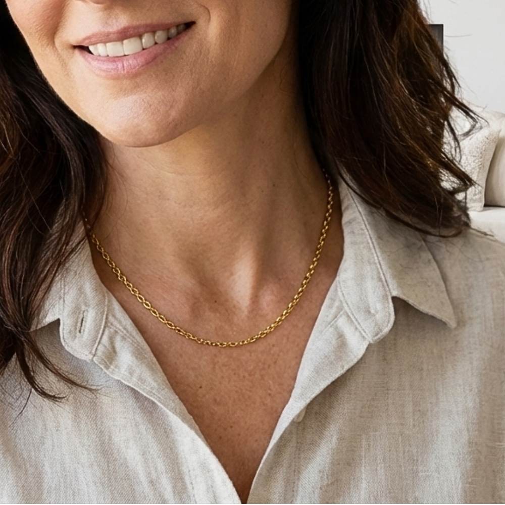 Collar Cadena Acero Inoxidable 304 con extensión - Dorado 18K - 40,6 cm