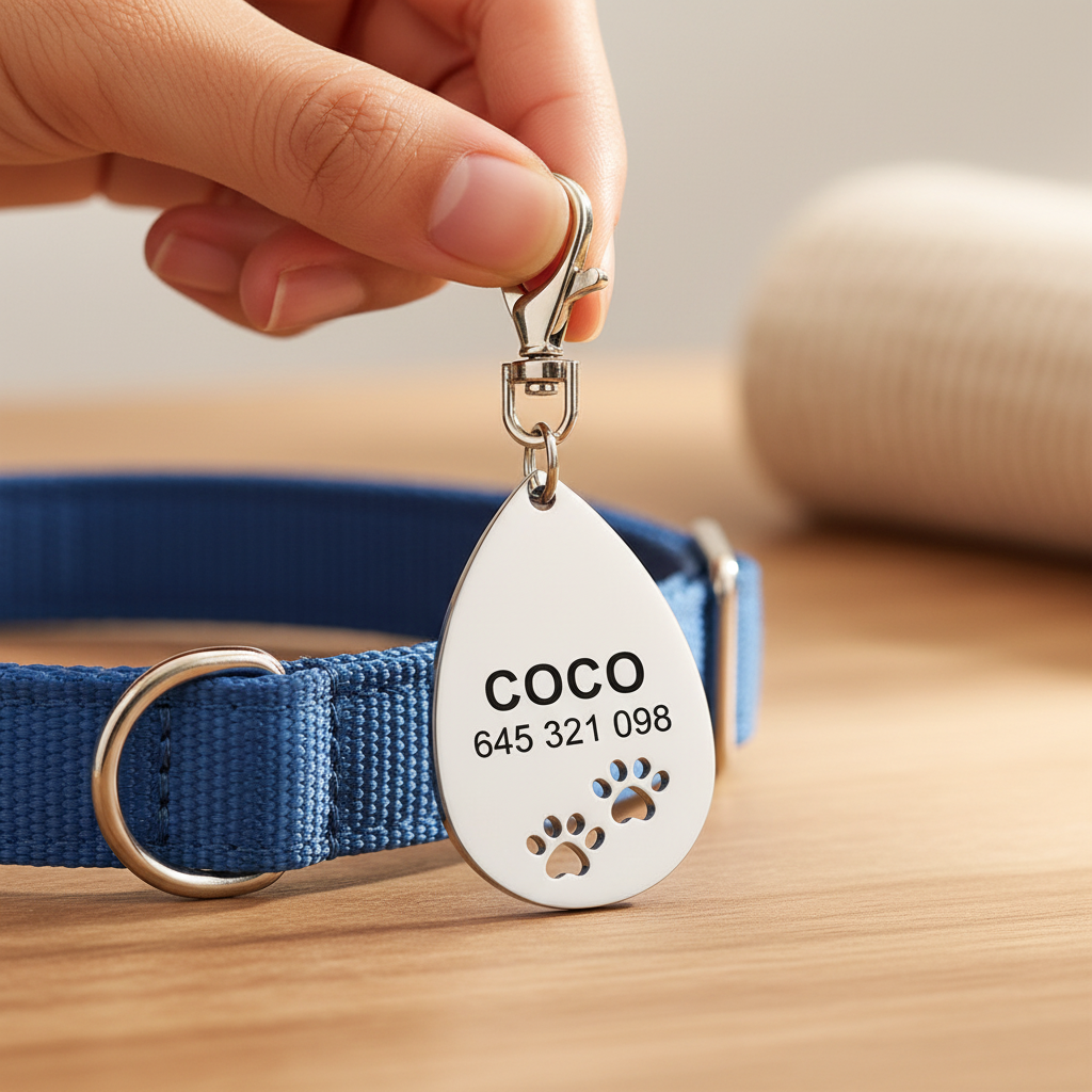 Colocando chapa identificativa COCO en collar