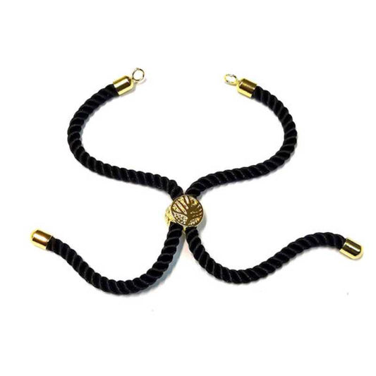 Pulsera de cuerdas de nylon, cierre ajustable. Black-Golden