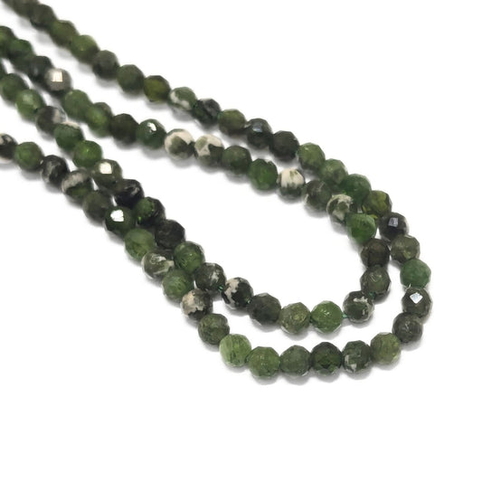 Bande de perles diopside naturelles rondes à facettes de 2 mm-185 unités environ
