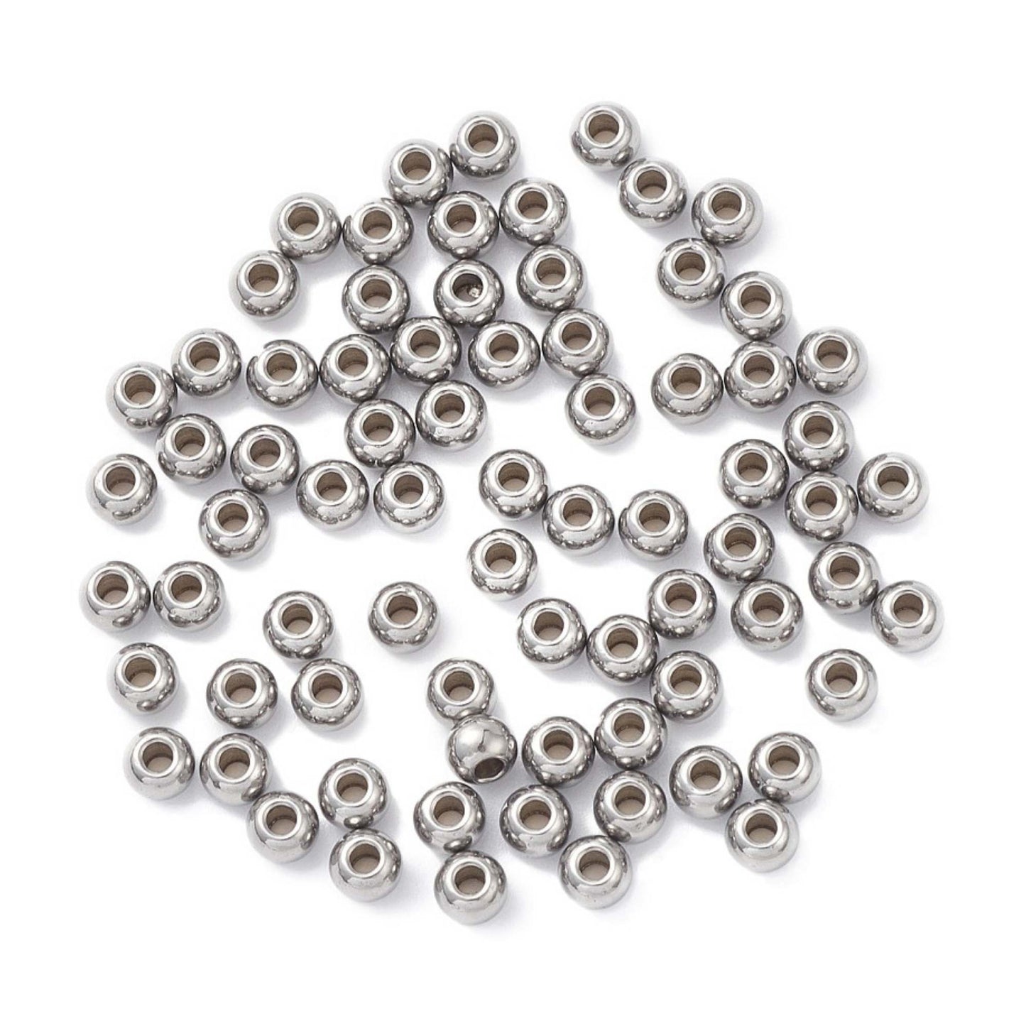 10x Distanciador/Cuenta redonda de acero inox 4x3mm