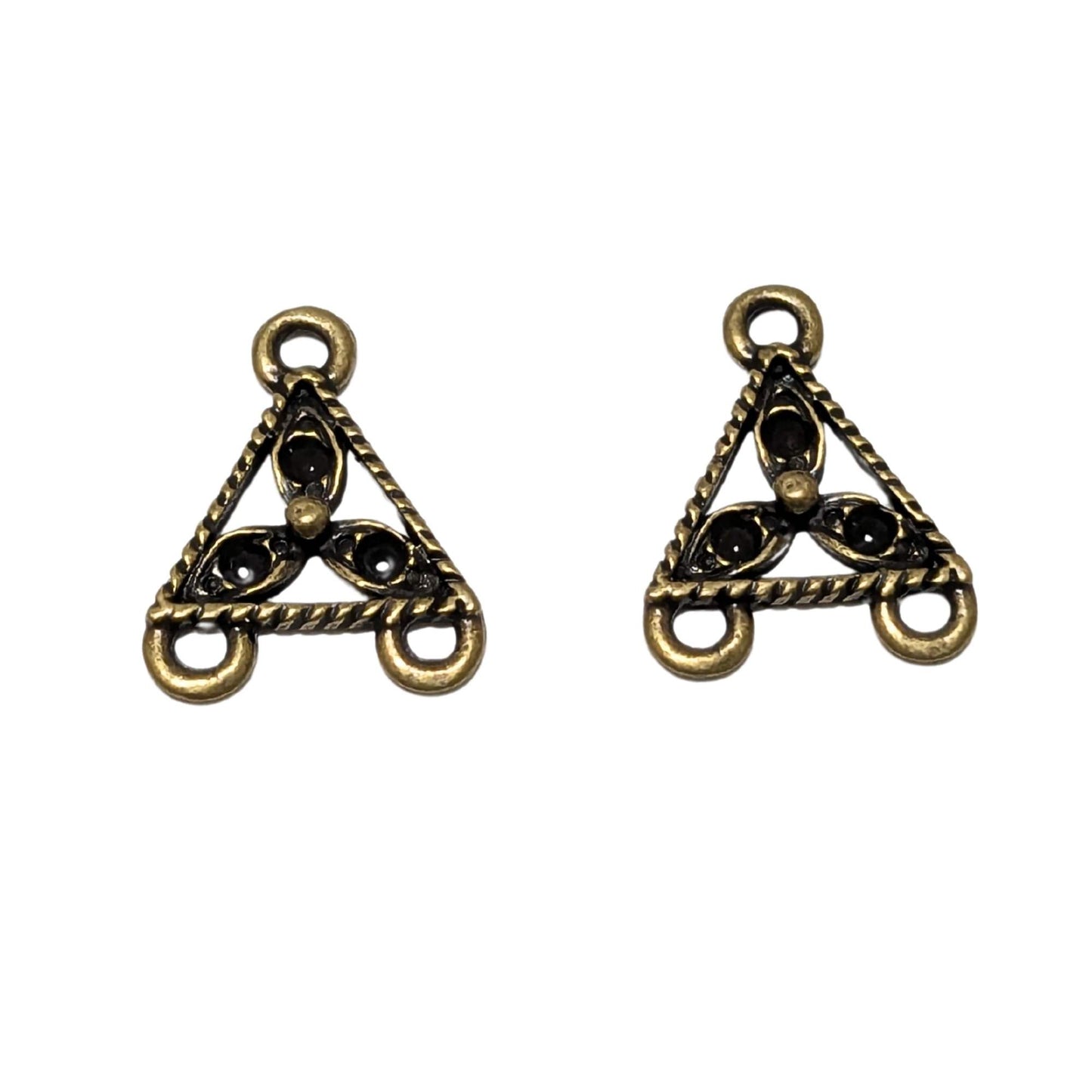 2 x Entrepiezas Filigrana Bronce 15x12mm - Chandelier Triangular