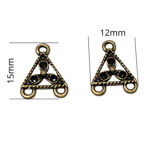 2 x Entrepiezas Filigrana Bronce 15x12mm - Chandelier Triangular