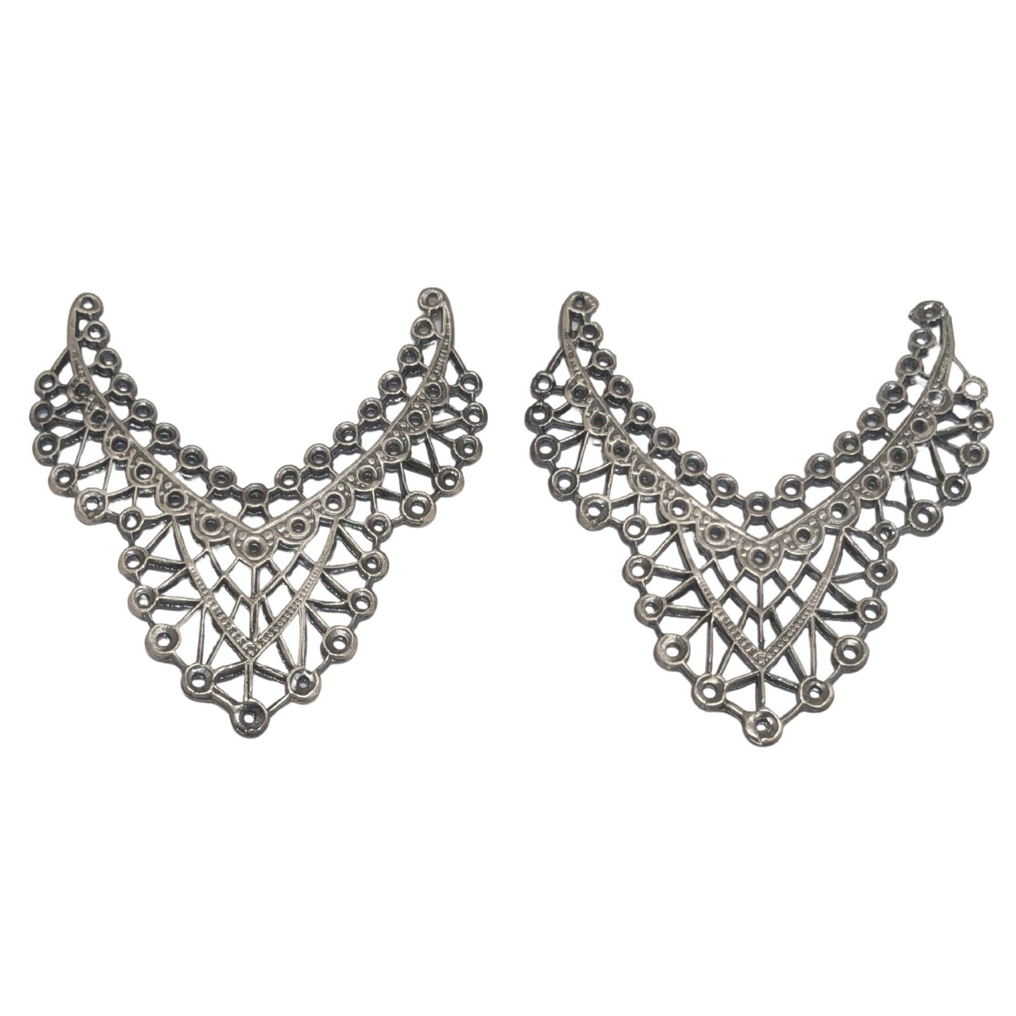 2 x Entrepiezas Filigrana Old Silver 40x40mm - Multi-Anillas