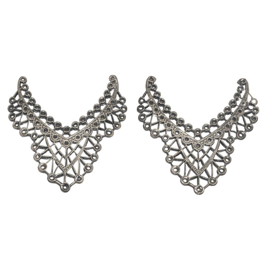 2 x Entrepiezas Filigrana Old Silver 40x40mm - Multi-Anillas