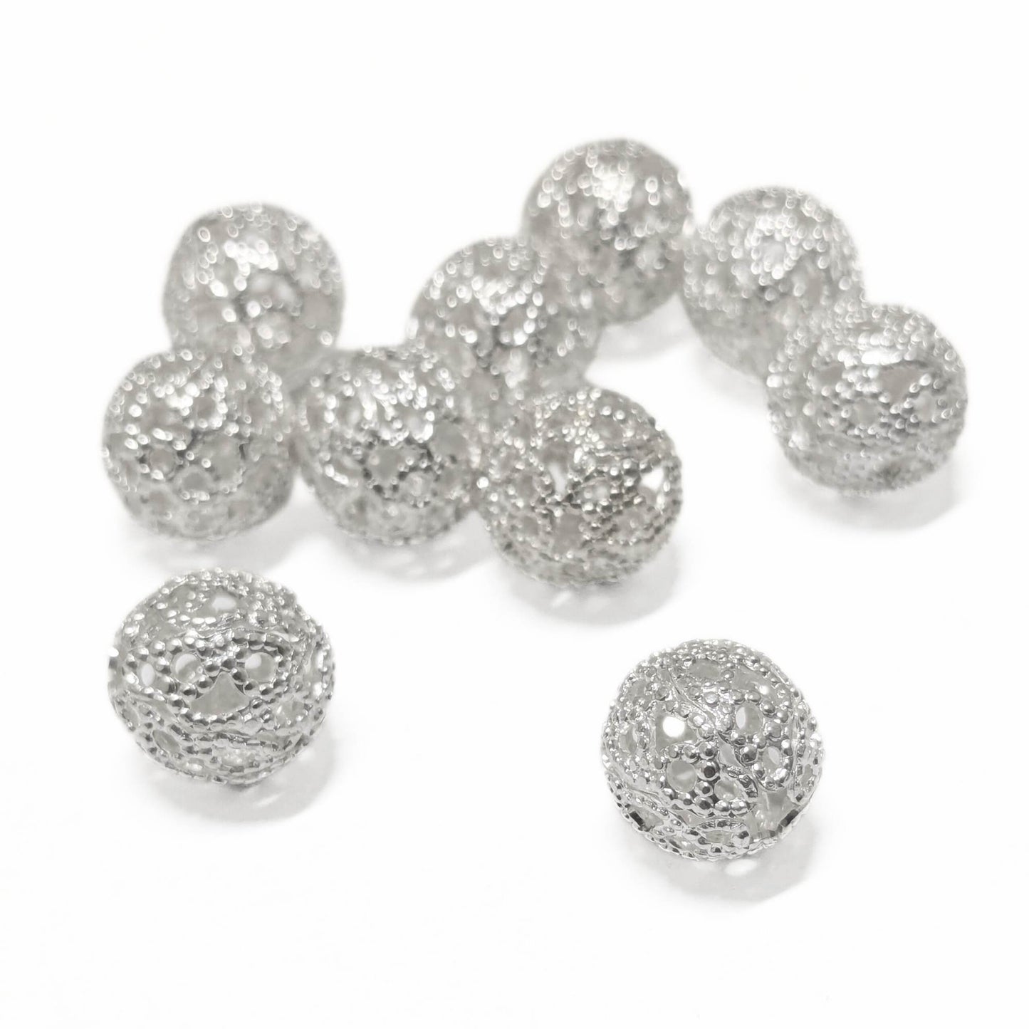 cuentas de metal plateadas en 8mm