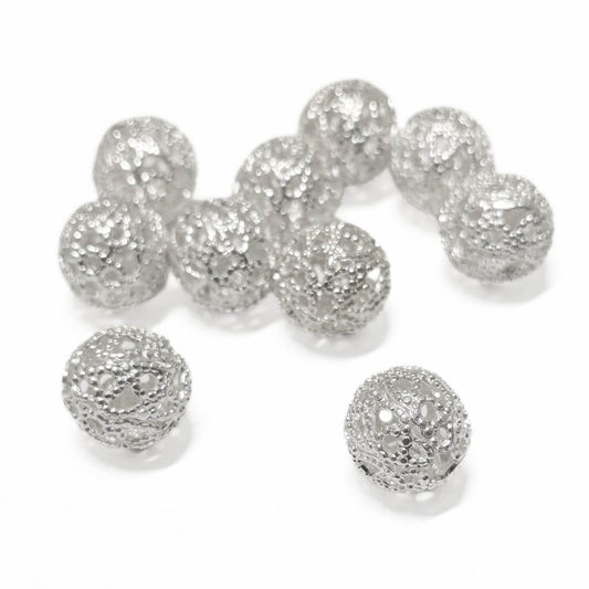 cuentas de metal plateadas en 8mm
