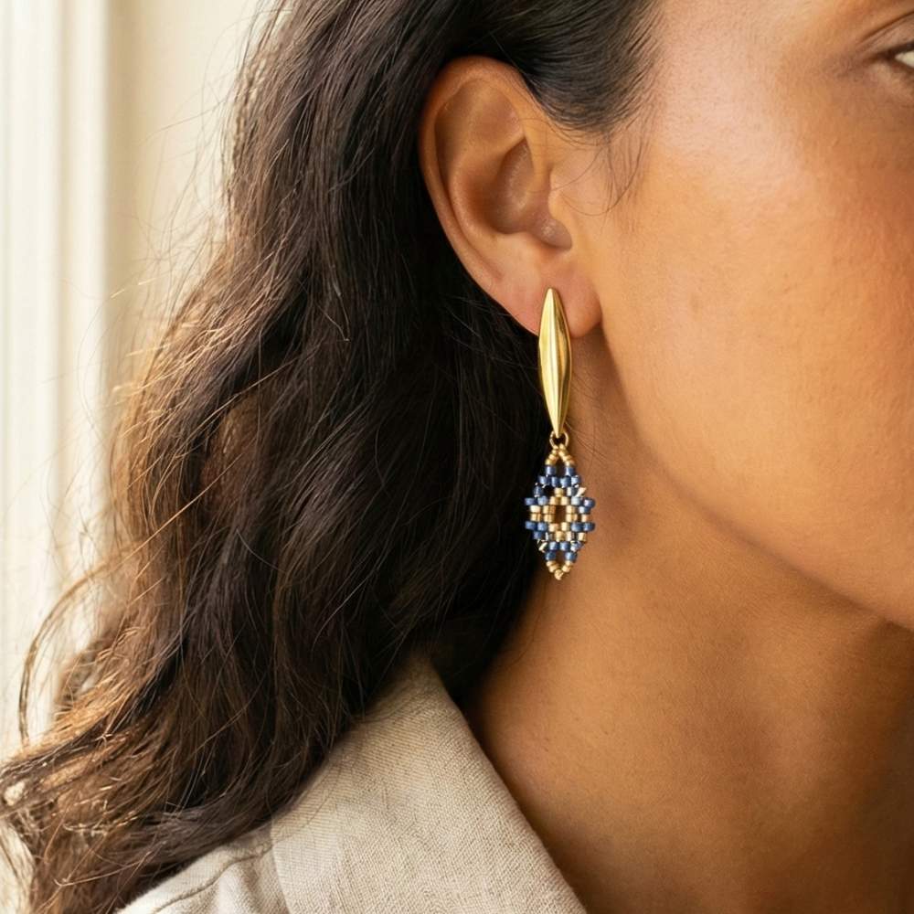 fornitura pendientes en acero inoxidable dorado