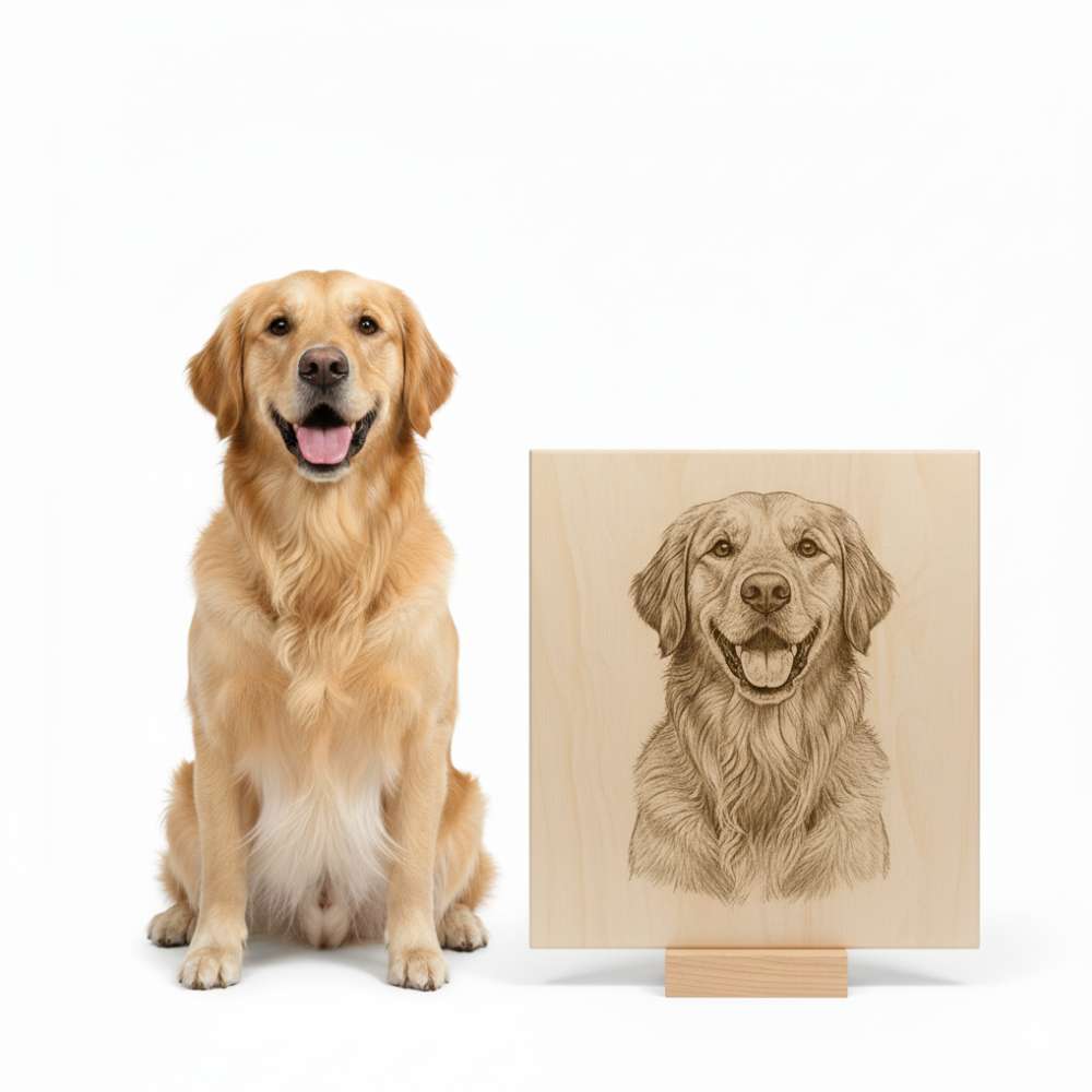 Lienzo personalizado de madera natural con texto grabado a láser.