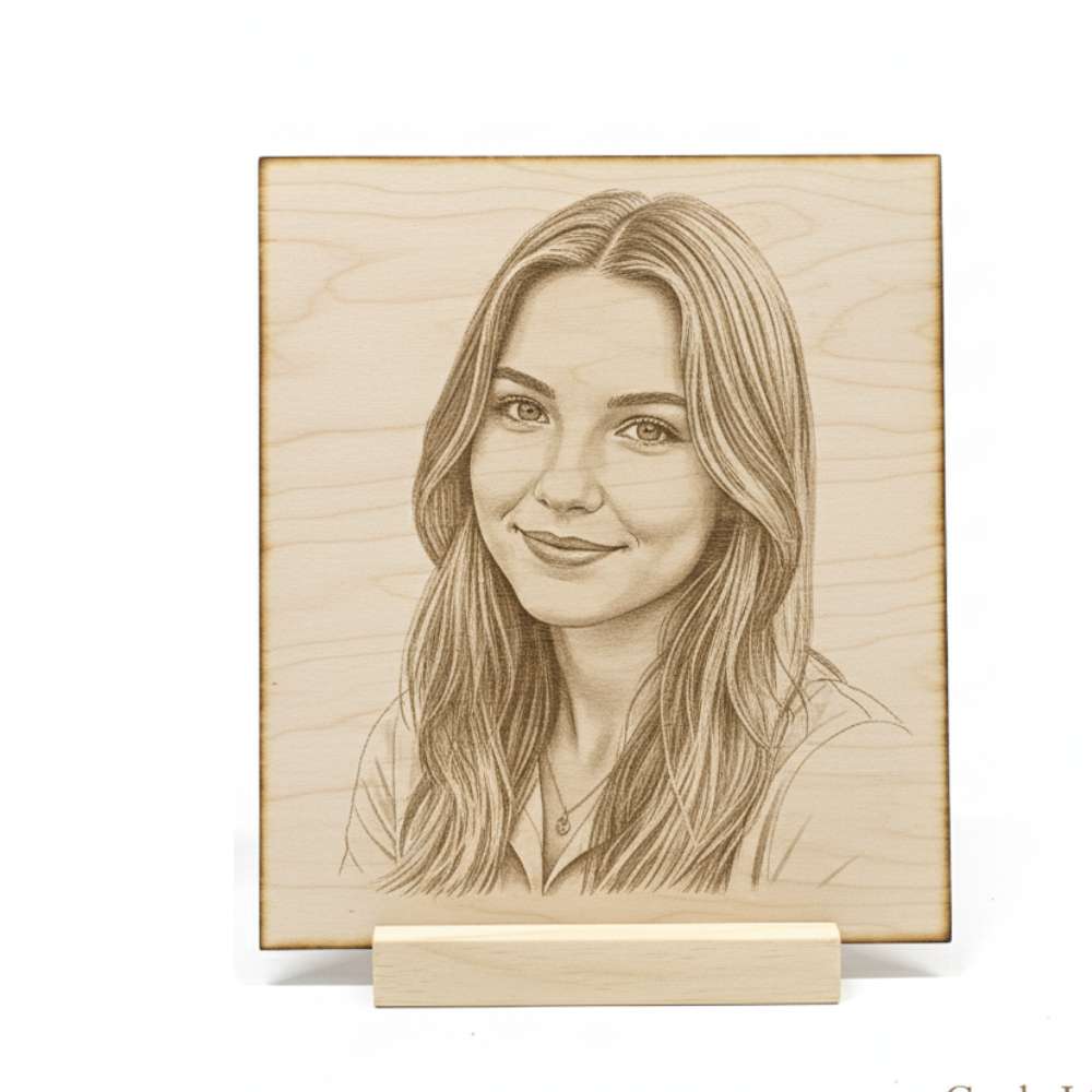 Grabado de dibujo artístico sobre madera contrachapada 150x150 mm.