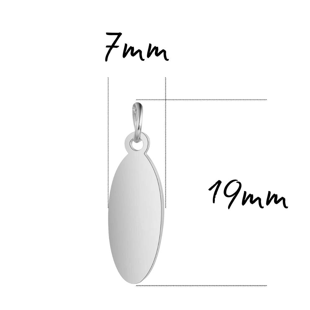 colgante ovalado en acero inoxidable