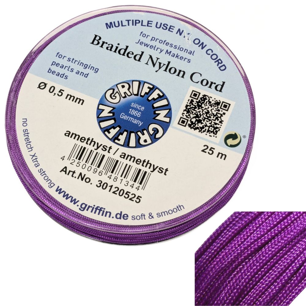 Carreto de linha entrançada europeia Griffin 0,5 mm Ametista 25 m