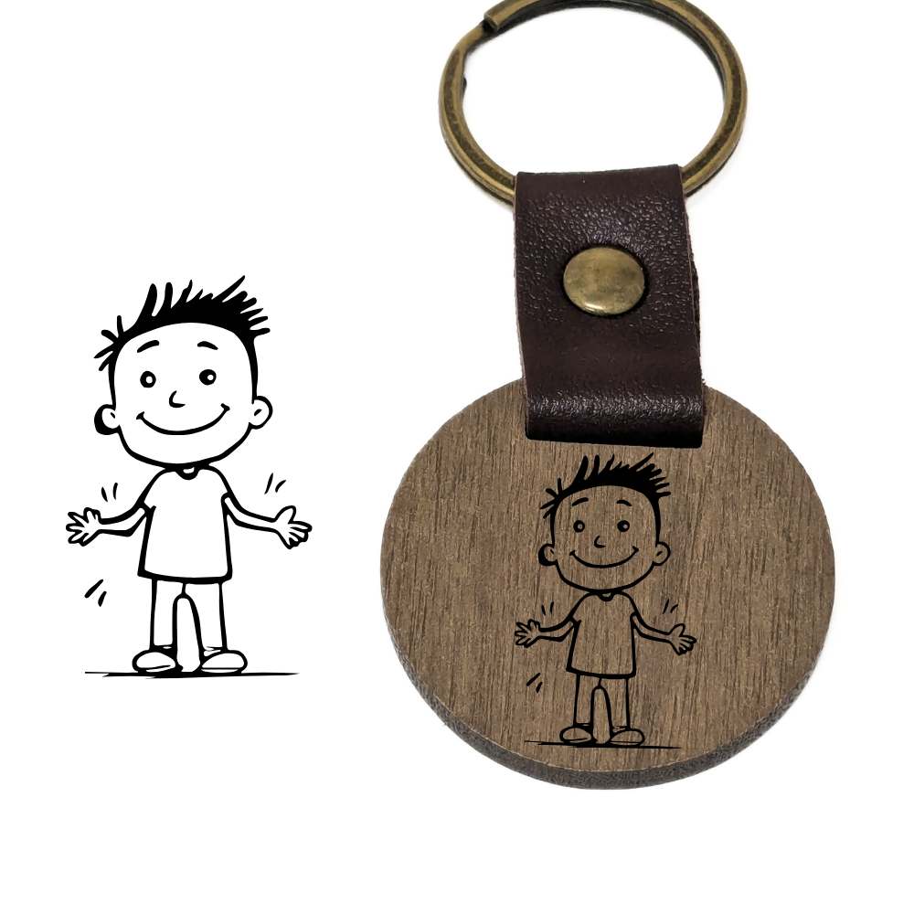 llavero personalizado redondo en nogal