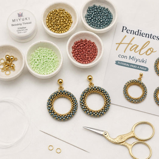 Complete Halo Earrings Kit with Miyuki (Circular Peyote)