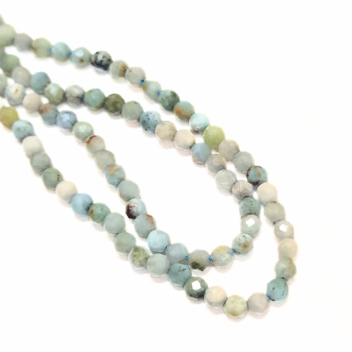 Tira de Cuentas de Larimar Natural Facetadas Redondas de 2 mm - 200 unidades approx