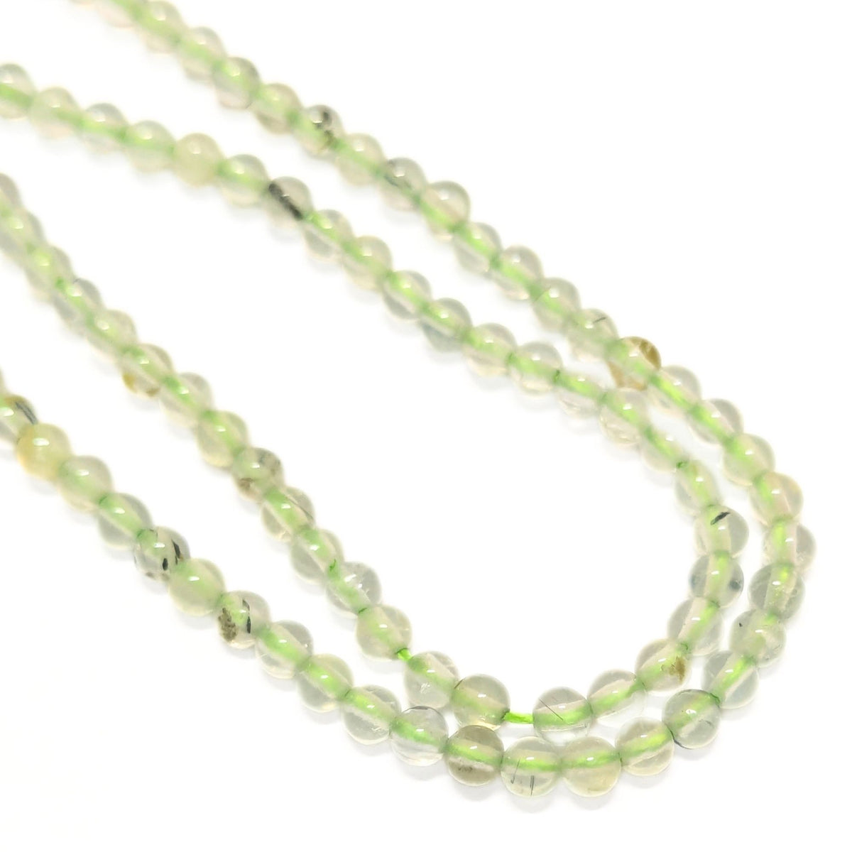 Tira de Cuentas de Prehnita Natural Redondas de 2 mm - 140 unidades approx