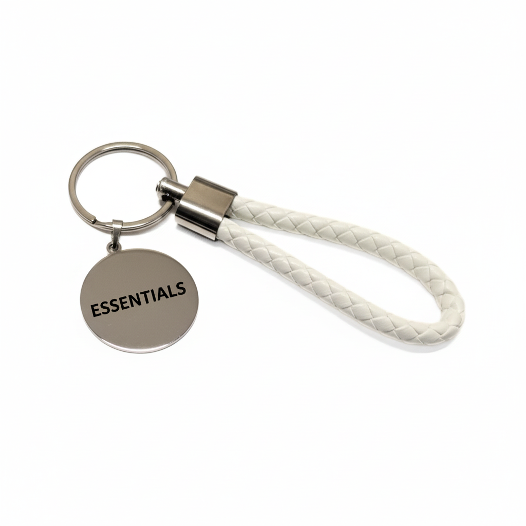 Llavero blanco individual sobre fondo blanco