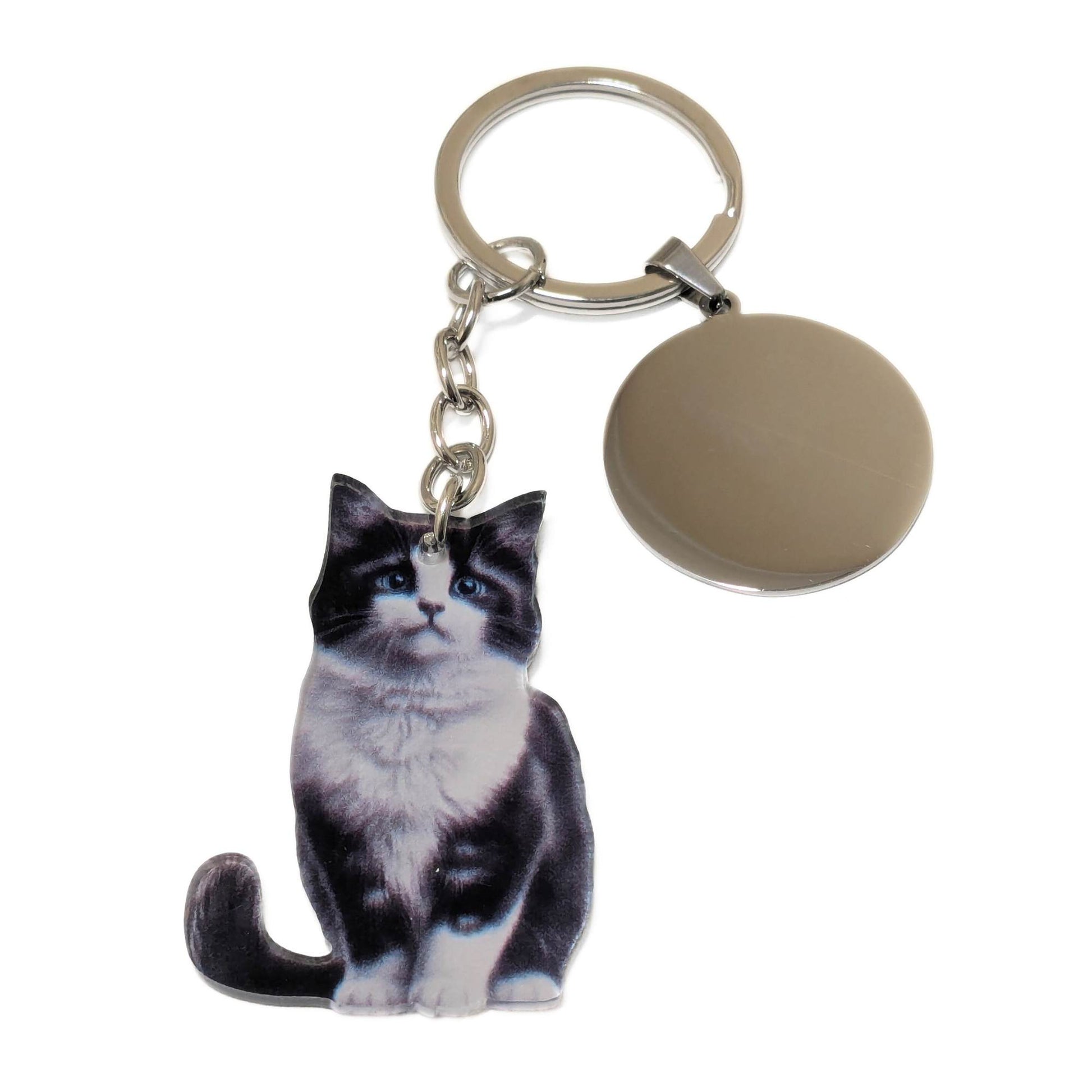 llavero personalizado idea regalo con gato blanco y negro