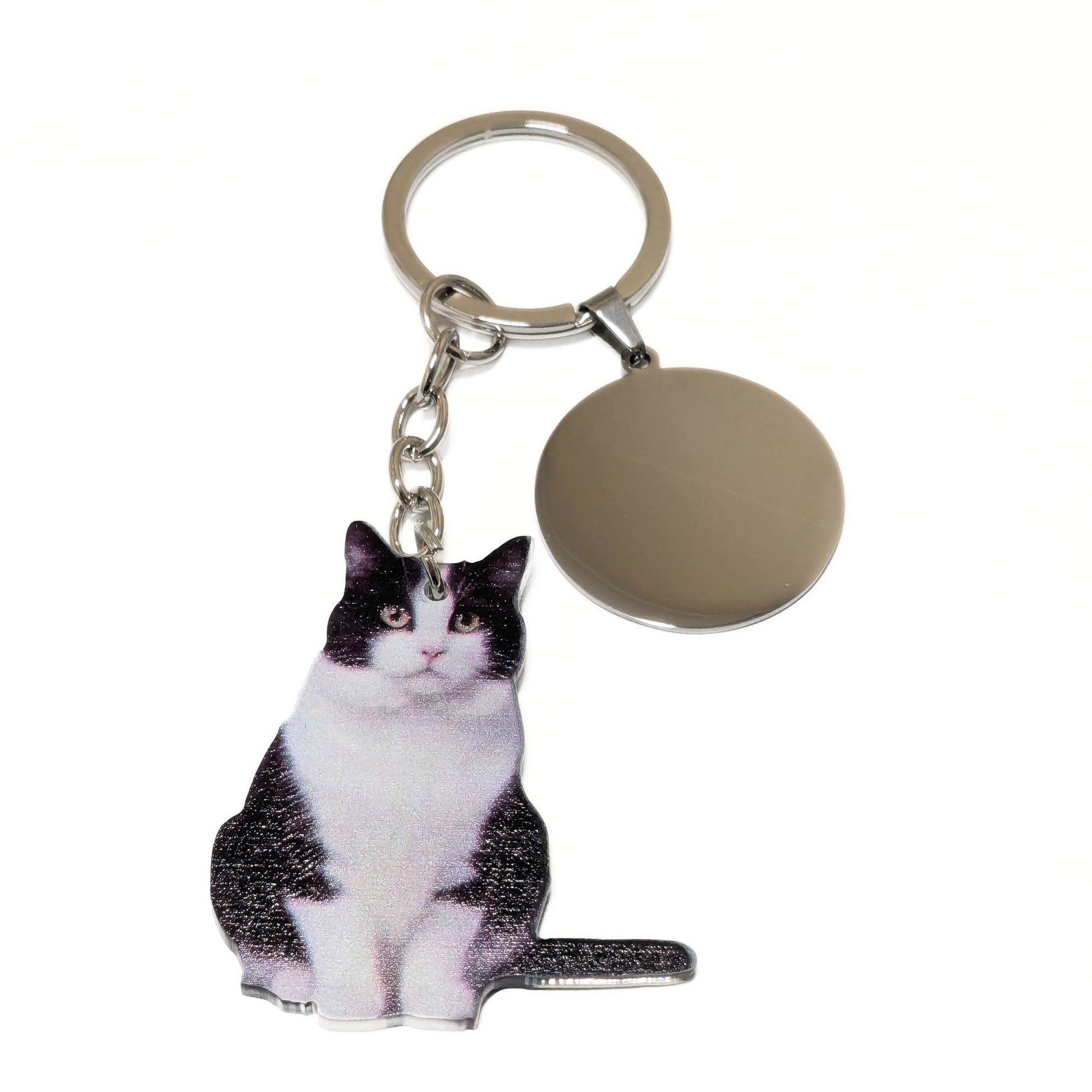 Llavero personalizable con gato negro y blanco - idea regalo