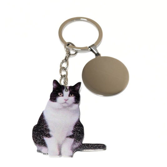 Llavero personalizable con gato negro y blanco - idea regalo