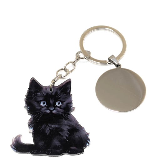 llavero  personalizable con gatito negro 