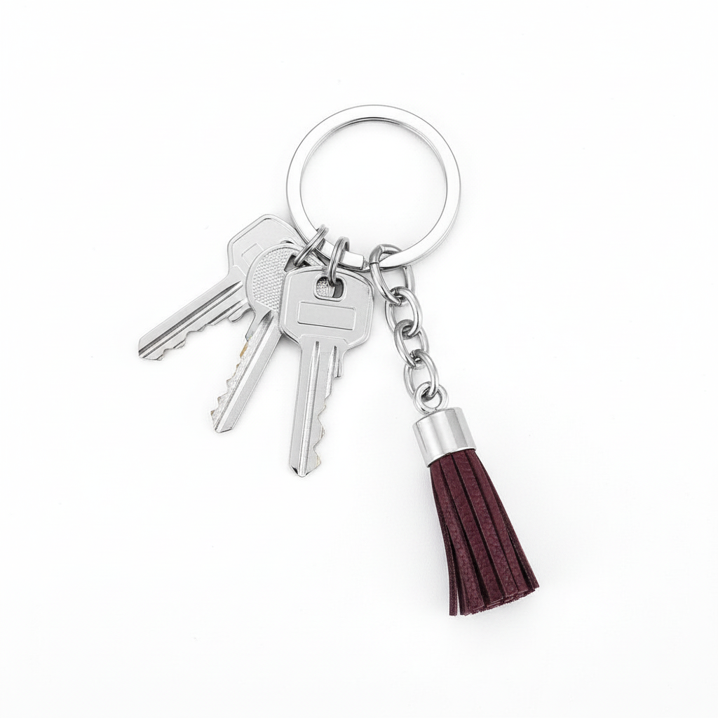 Llavero con borla de cuero